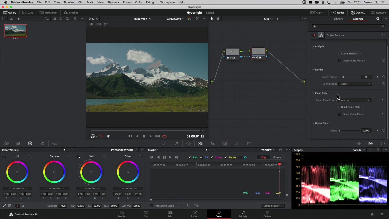 Для обработки изображения davinci resolve использует opencl