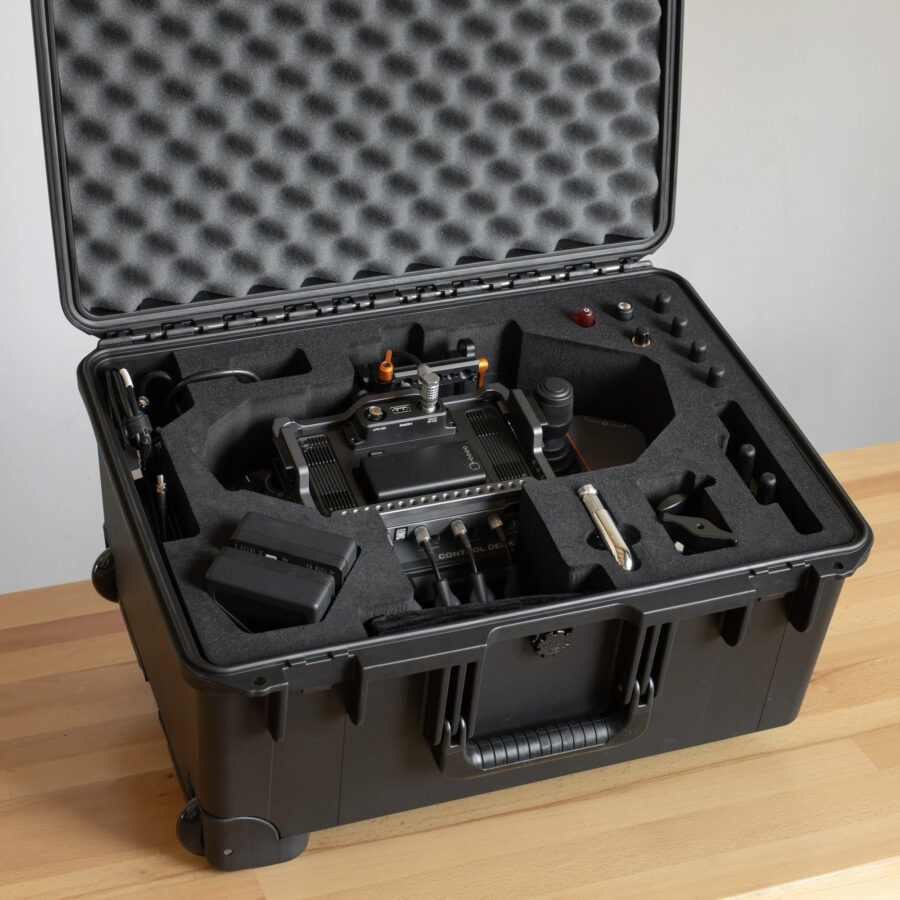 The Ignite Digi Control Deck for DJI Transmission Complete Kit comes with a robust wheeled case
