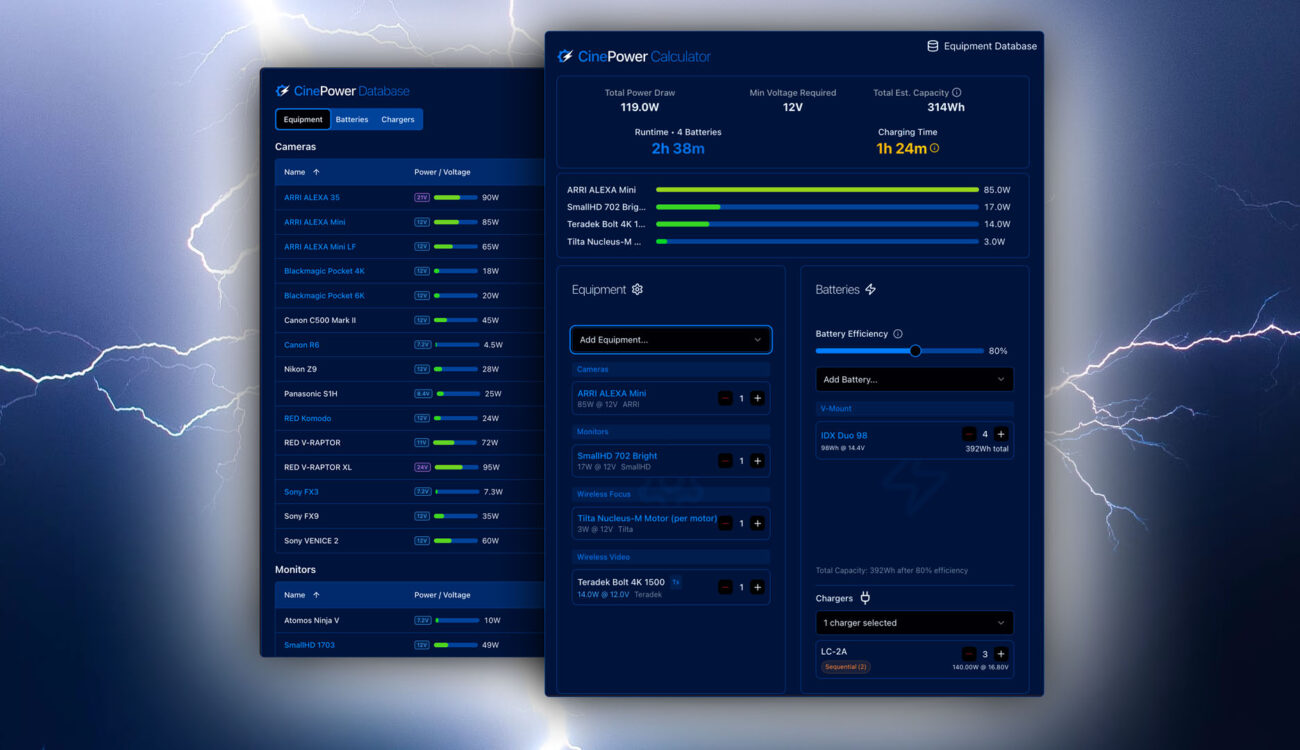 Camera Rentals NYC CinePower Calculator Introduced – A Free Tool to Plan Battery Consumption