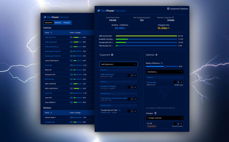 Camera Rentals NYC CinePower Calculator Introduced – A Free Tool to Plan Battery Consumption